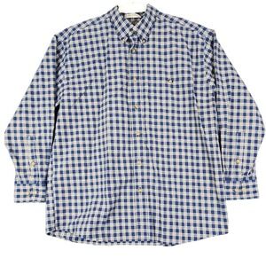 Orvis Mens Plaid Button Down Long Sleeve Shirt Blue White‎ Large